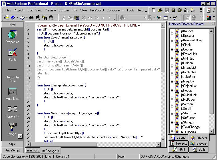 WebScripter Professional Screenshot